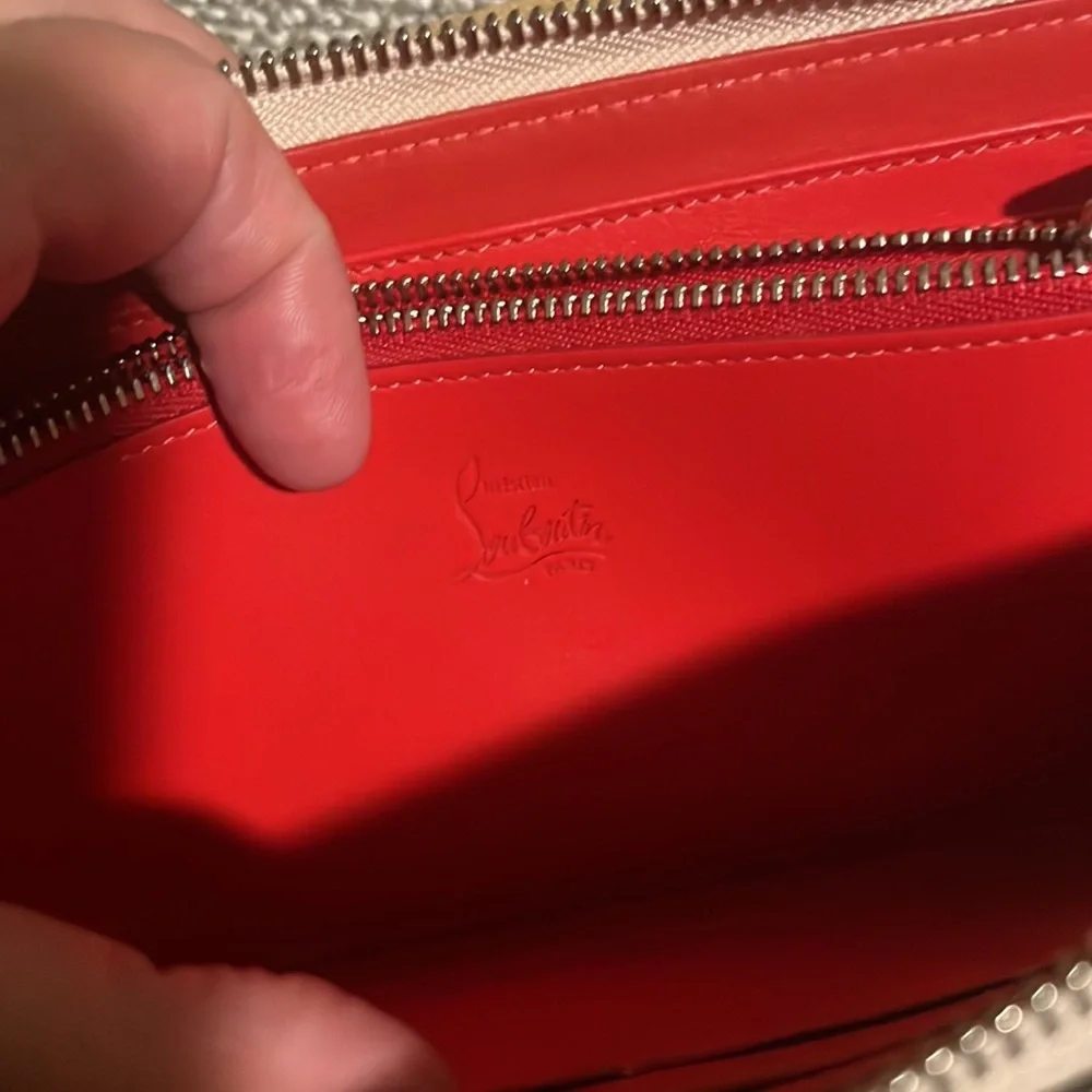 EUC Authentic Christian Louboutin Panettone pale pink zippy wallet and dust bag